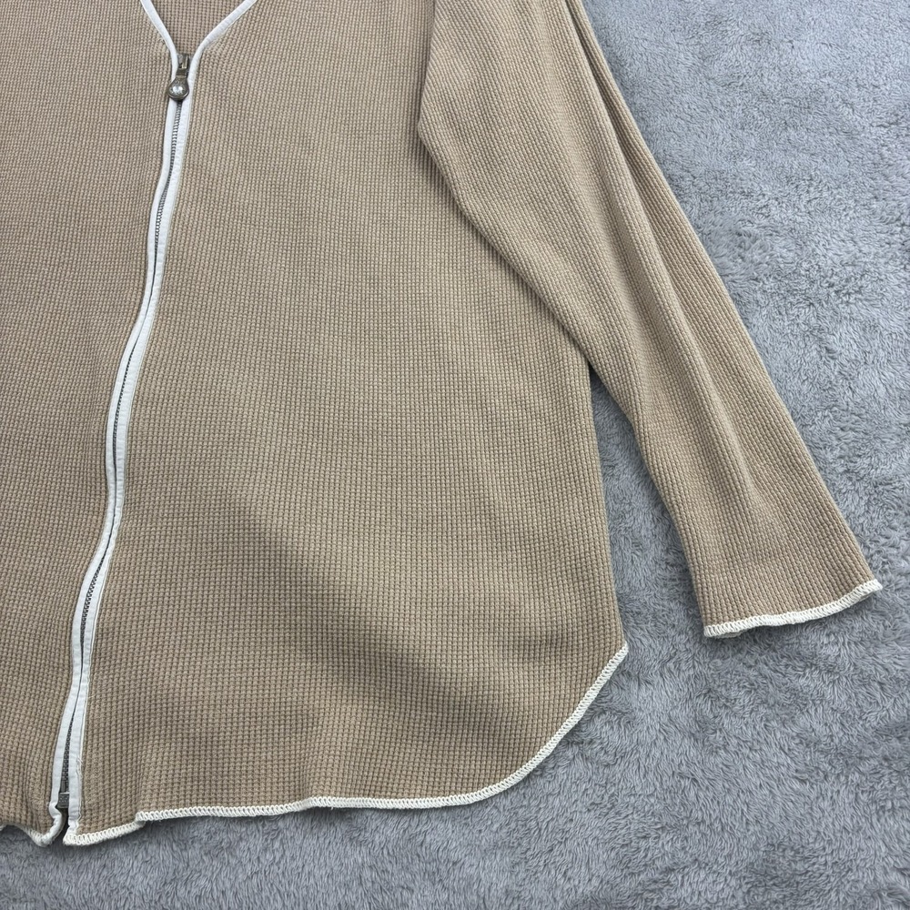 VTG Fitigues Waffle‎ Knit Zip Up Sweater Jacket Womens S Beige Comfy Loungewear - Picture 5 of 14